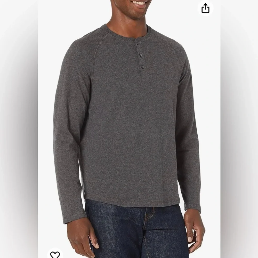 LEVI’S LEVI STRAUSS & CO henley style longsleeve crewneck charcoal gray NEW SZ M